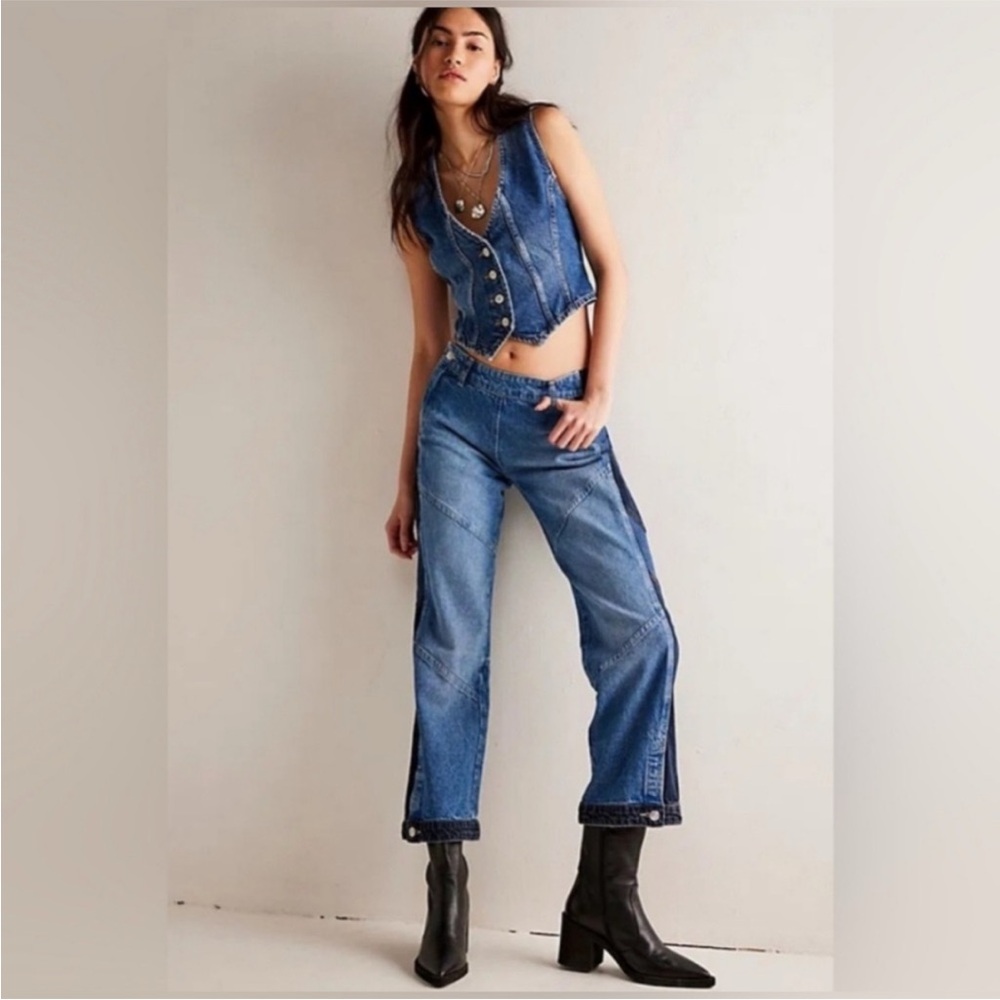 Free People Moonlit Moto Slim Bootcut Jeans